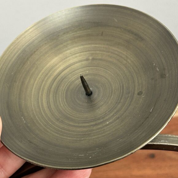 2- Pillar Candlestick Holder 4.5" Bronze Metal Brutalist MCM Modern Art Abstract - Picture 9 of 13